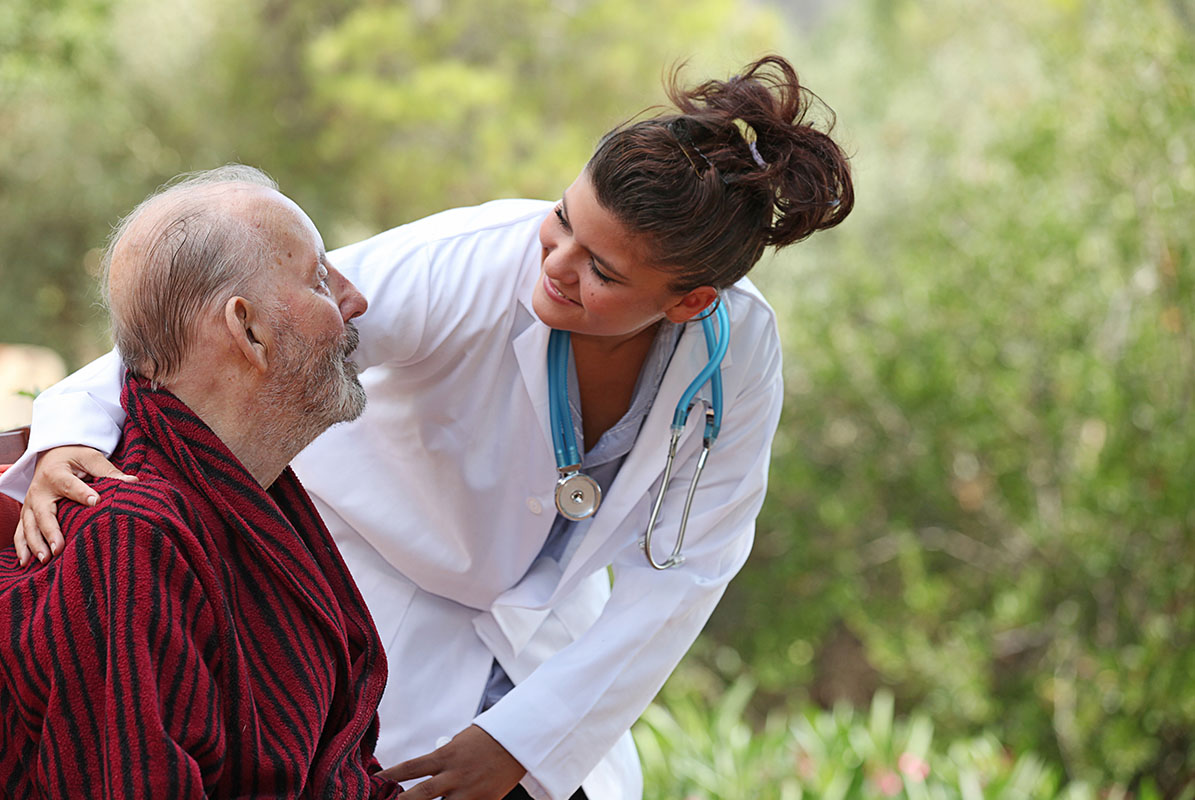 nurse and patient home care (focus on man)